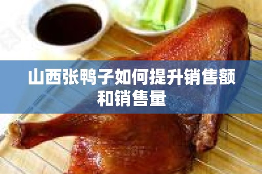 山西张鸭子如何提升销售额和销售量