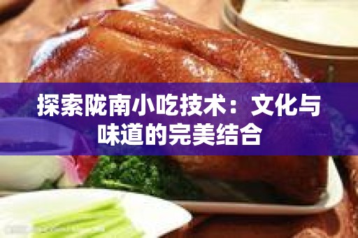 探索陇南小吃技术：文化与味道的完美结合
